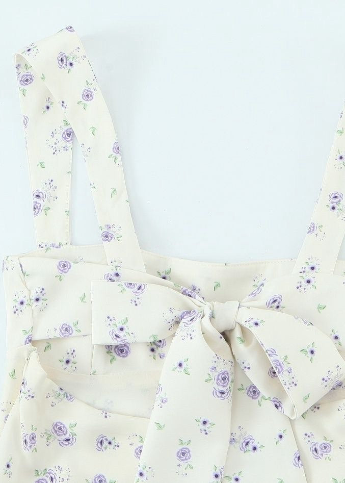 Lavender Bloom - Bow Back Floral Mini Dress