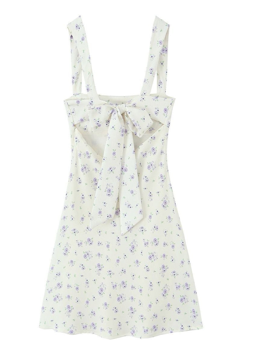 Lavender Bloom - Bow Back Floral Mini Dress