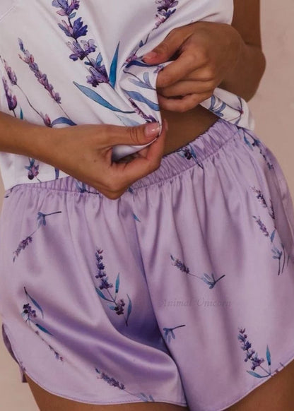 Lavender Bloom - Two-Piece Camisole and Shorts Set