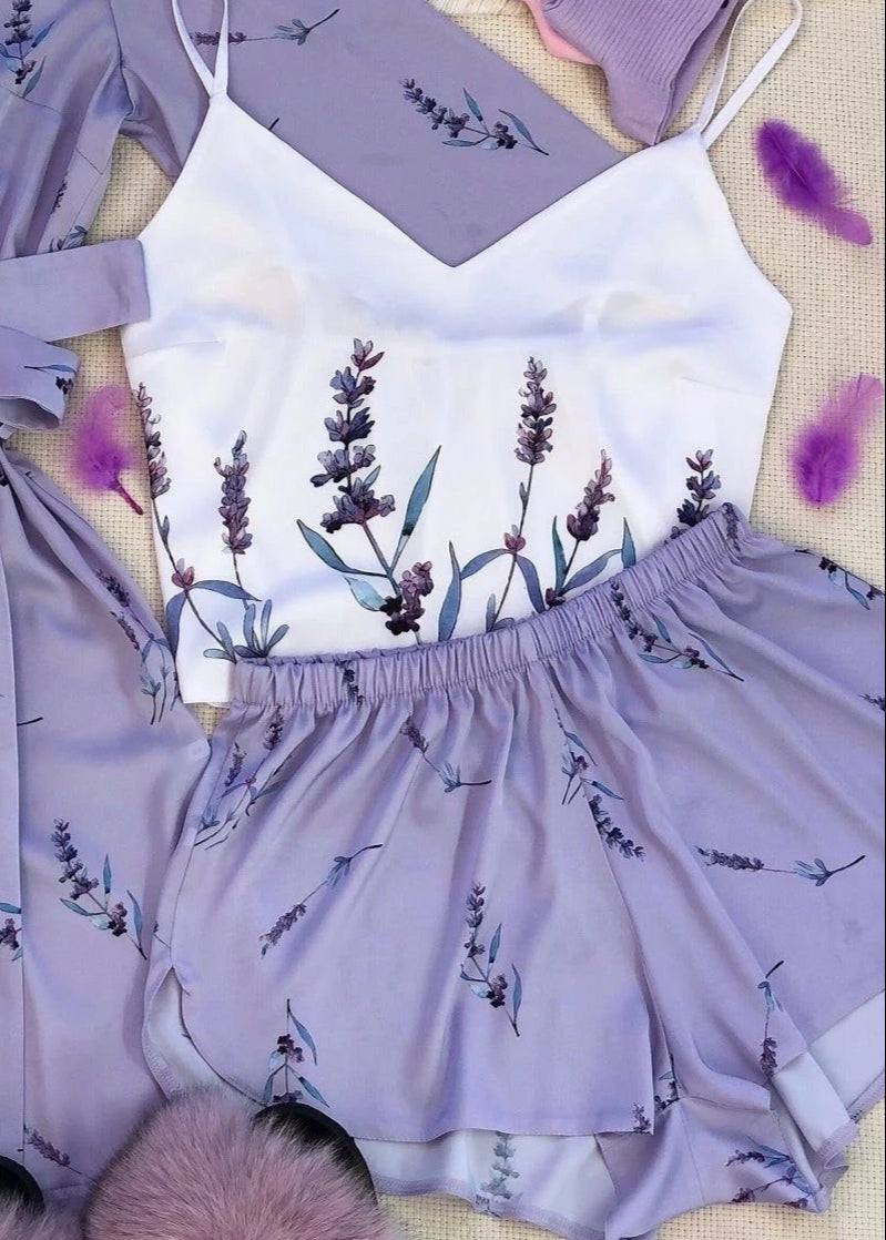 Lavender Bloom - Two-Piece Camisole and Shorts Set