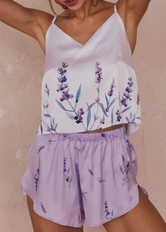 Lavender Bloom - Two-Piece Camisole and Shorts Set