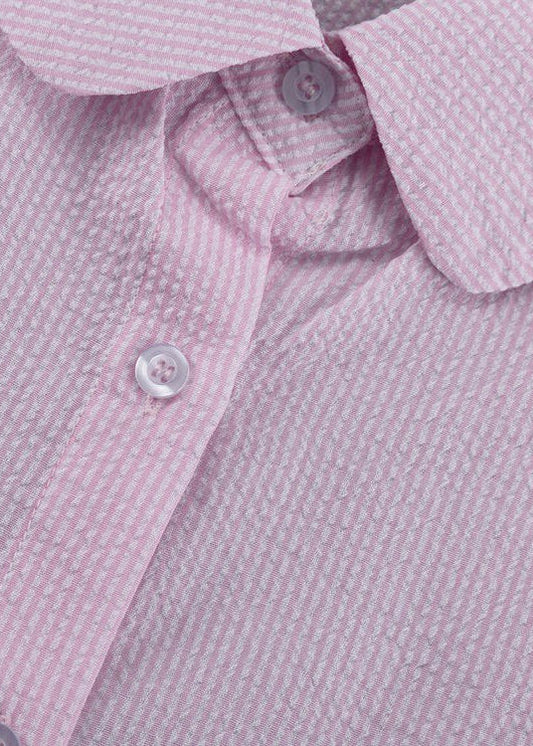 Ruffle Charm - Striped Button-Up Top & Shorts Set