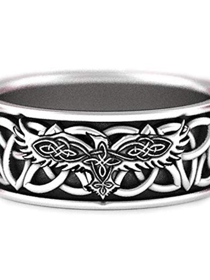 gothic jewelry, retro ring, mens and women ring, norse mythology giant wolf fenrir defend temple raven amulet jewelry boyfriend gift mens viking hip hop rock ring (6)