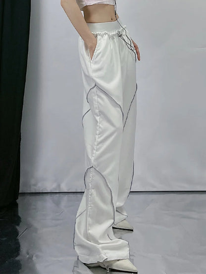 Pintuck Detail Straight Leg Pants