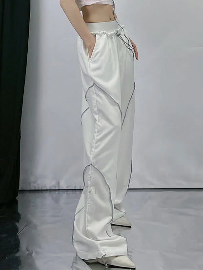 Pintuck Detail Straight Leg Pants