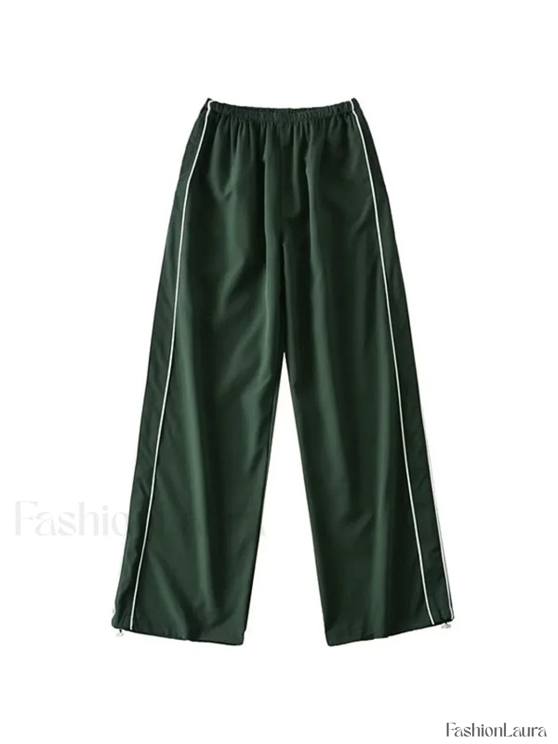 Piping Detail Wide Leg Track Pants