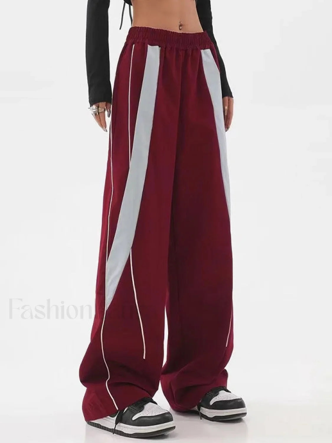 Piping Patchwork Baggy Sweatpants