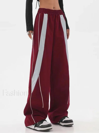 Piping Patchwork Baggy Sweatpants