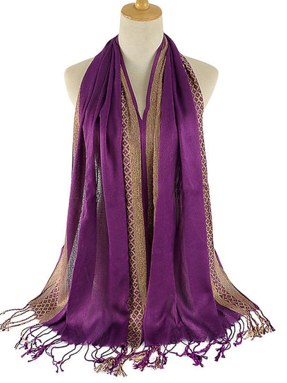 Plain Fashion Print Glitter Tassels Plaid Stripe Scarf Long Hijab Muslim Scarves/scarf for Women