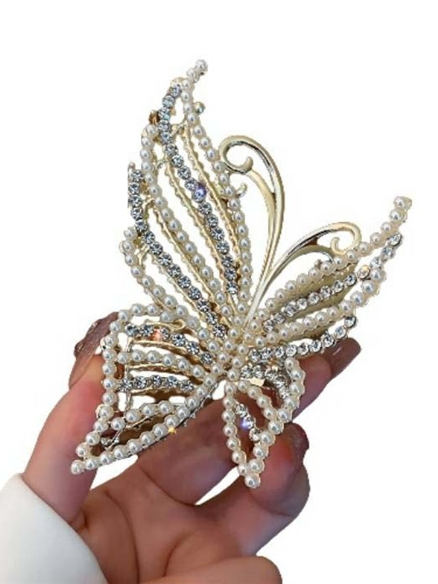 1pc Girls' Hair Claws Butterfly Hair Claw Clip for Girls Extra Large Metal Claw Clips for Thick Hair Pretty Hair Clips 4.5 Inch Big Flower Tassel Claw Clip for Women