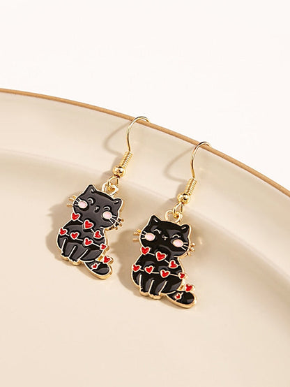 1 Pair Drop Earrings Earrings For Gift Daily Date Alloy Heart Cat Animal for Women