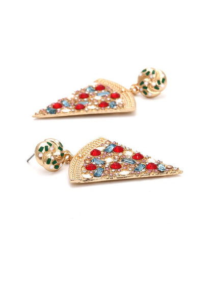 Pendientes colgantes de pizza con diamantes