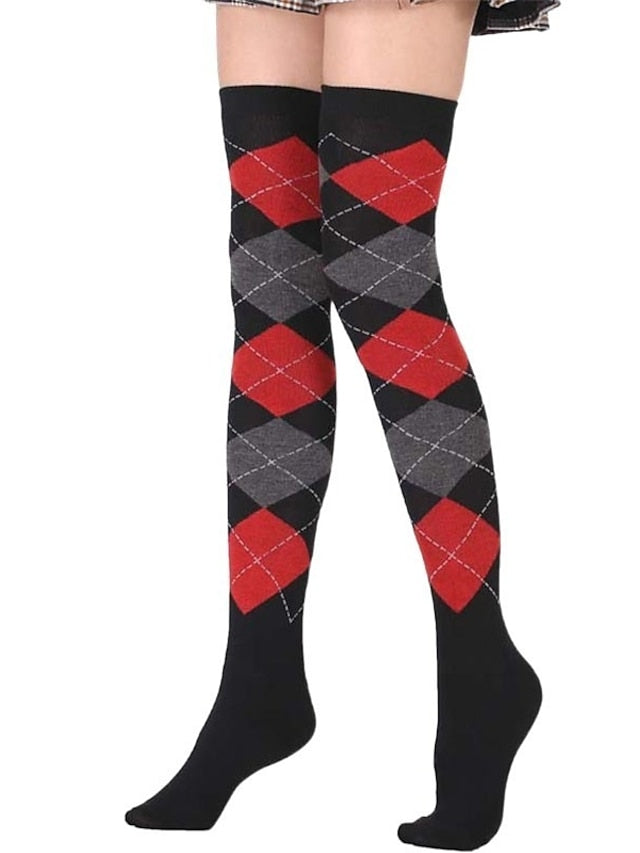 Stockings Work Daily Holiday Plaid Polyester Cotton Simple Casual Lolita Casual Cute Casual / Daily 1 Pair for Women