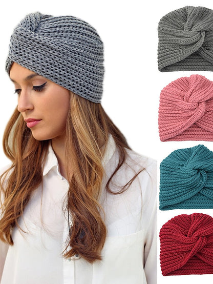 Muslim Inner Hijab Caps Bohemia Turban Cross Wrap Head Indian Hat Knitting Hijab Bonnet Turbante Cap for Women Wear for Women