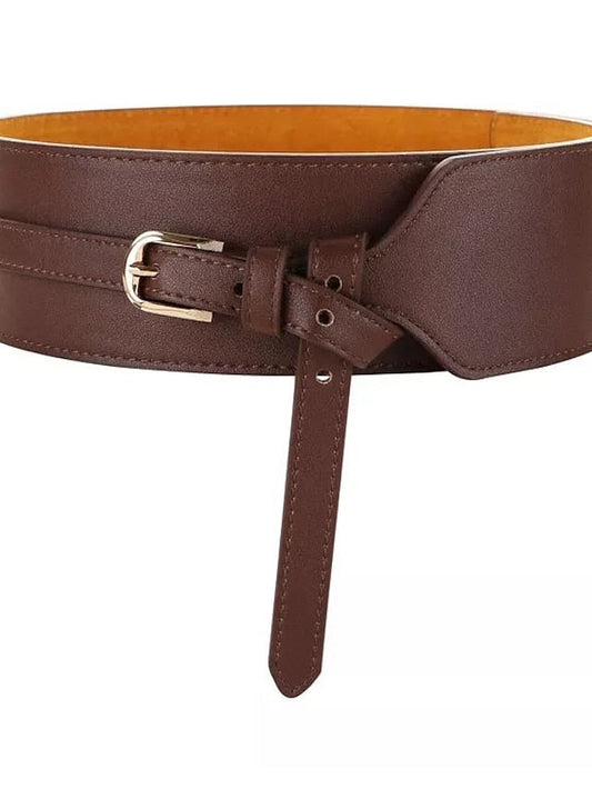Wide Belt Party Wedding Street Daily Coffee Black Belt Pure Color Red Winter Spring Summer Work for Women