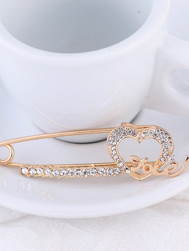 Brooches Classic Sweet Heart Stylish Brooch Jewelry Gold For Street Daily for Women