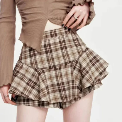 Plaid Frill Detail Skirt