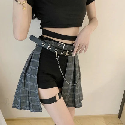 Plaid Irregular High Waist Skirt