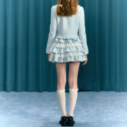 Plaid Lace Patchwork Skirt