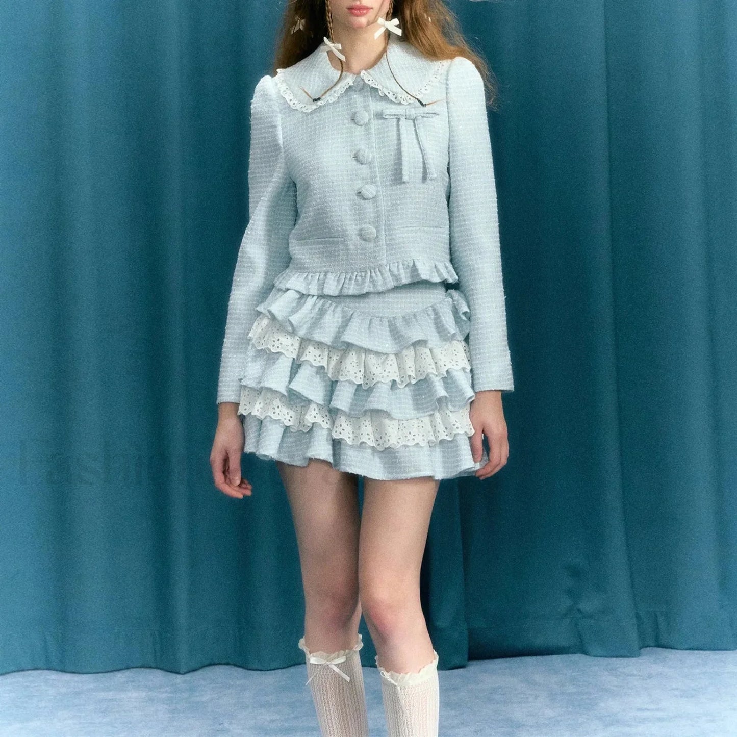 Plaid Lace Patchwork Skirt