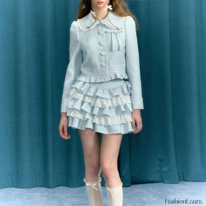 Plaid Lace Patchwork Skirt