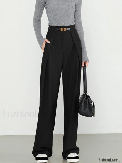 Plain Pockets Straight Pants
