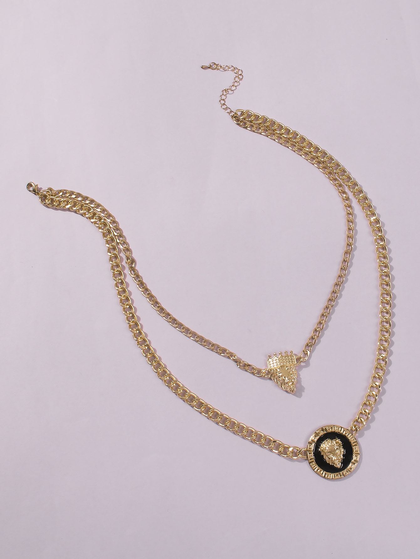 Plate Pendant Dual Lap Alloy Necklace for Women