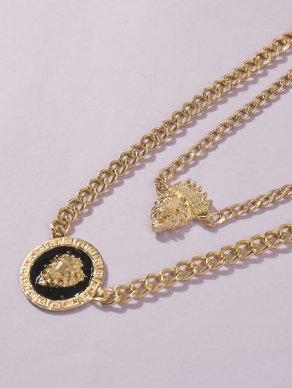 Plate Pendant Dual Lap Alloy Necklace for Women