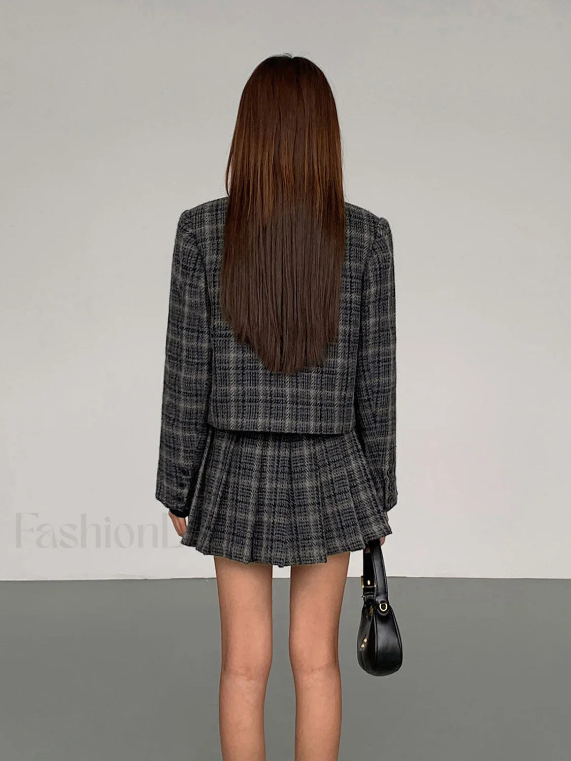 Pleated Tweed Graceful Mini Skirt