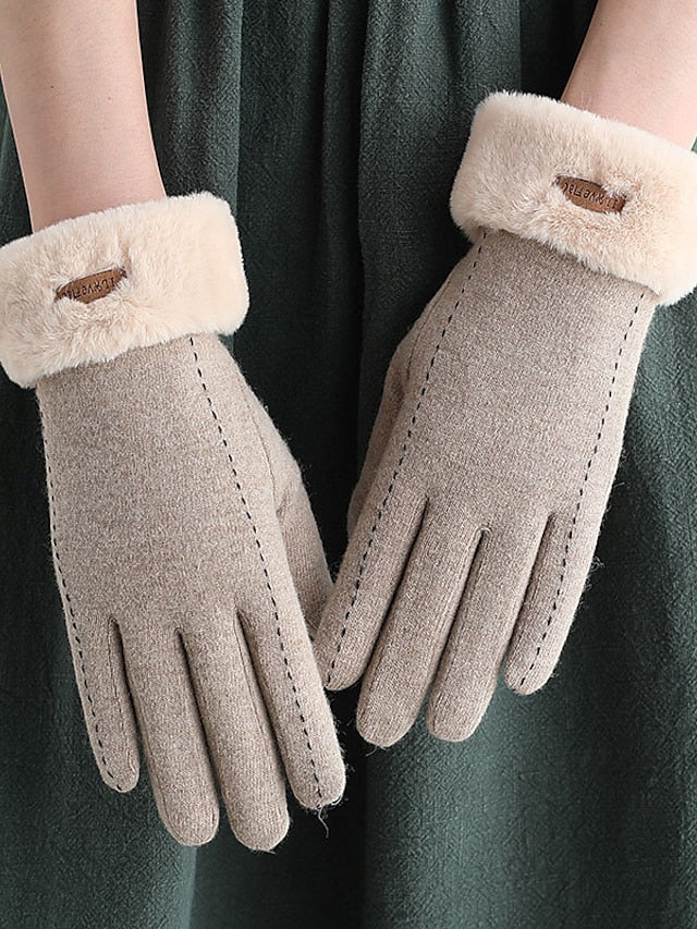 Gloves Warm Winter Gloves Daily Holiday Stitching Lace Acrylic Fibers Simple 1 Pair for Women