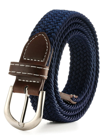 Men's Web Belt Canvas Buckle Free Plain Classic Casual Work Daily Black Blue Green Dark Blue for Women