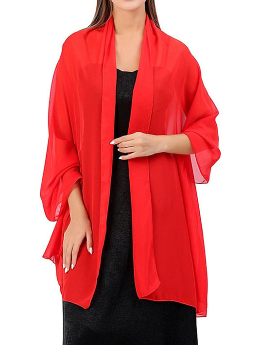 Shawls & Wraps Party Wedding Indoor Grey Beige Fuchsia Scarf Pure Color for Women