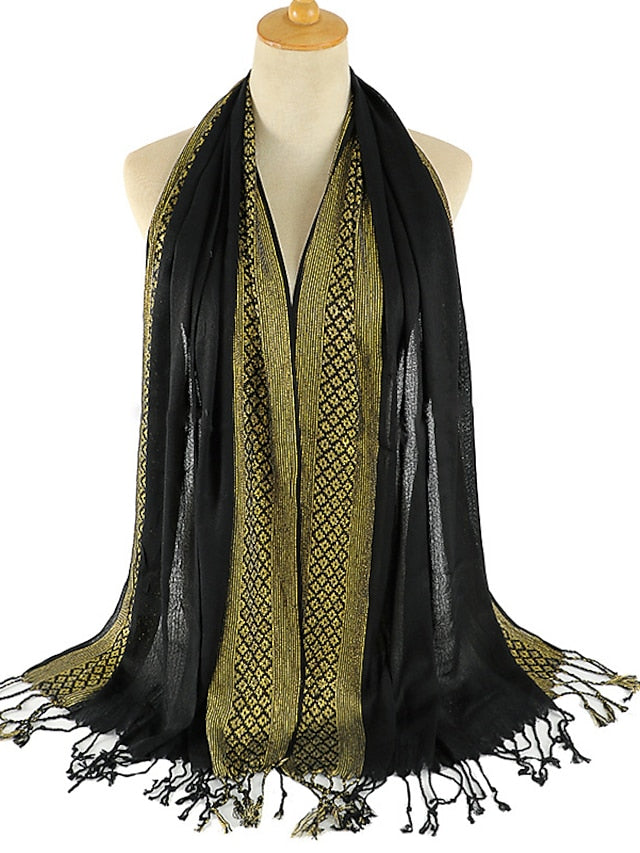 Plain Fashion Print Glitter Tassels Plaid Stripe Scarf Long Hijab Muslim Scarves/scarf for Women