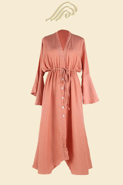 Vestido maxi con botones y cordón Elvira
