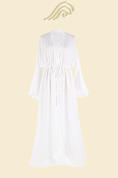Vestido maxi con botones y cordón Elvira