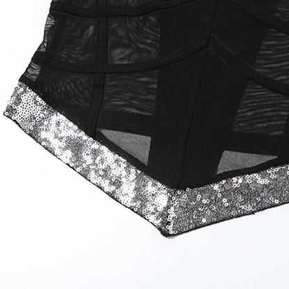 Glitter v neck mesh backless cami top  | Festival Outfits Women