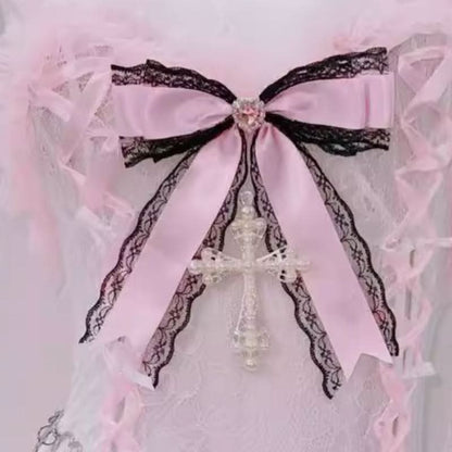 Bowknot lace hem padded v neck self tie mini skirt set  | Festival Outfits Women