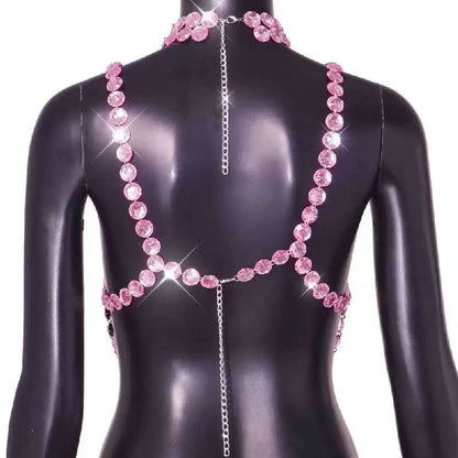 Halter star pattern backless gem chain top  | Festival Outfits Women