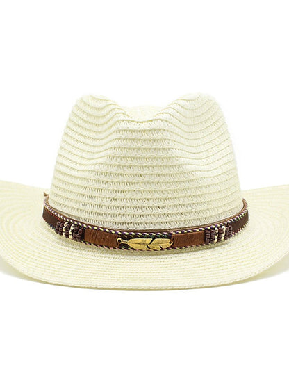 Men's Sun Hat Straw Hat Sports & Outdoor Daily Holiday Solid / Plain Color Straw Retro Simple Style Sunscreen 1 pcs for Women