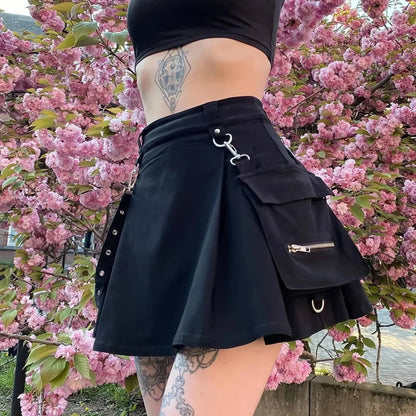Pocket A-line Preppy Street Skirt