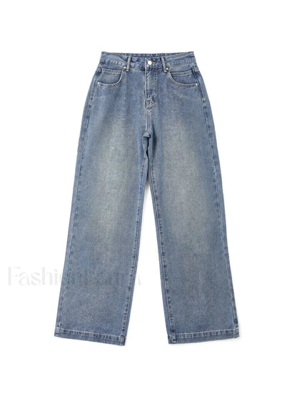 Pocket Design Blue Wash Boyfriend Jeans
