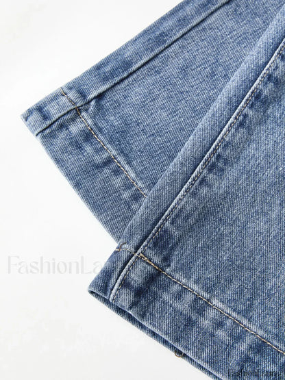 Pocket Design Blue Wash Boyfriend Jeans