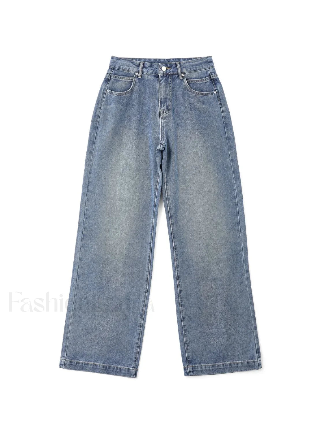 Pocket Design Blue Wash Boyfriend Jeans