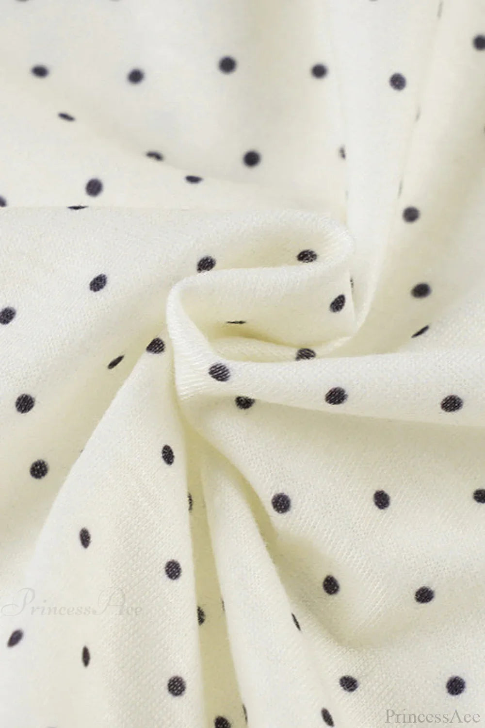 Polka Dot Bow Front Ruffle Fitted Long Sleeve Tee