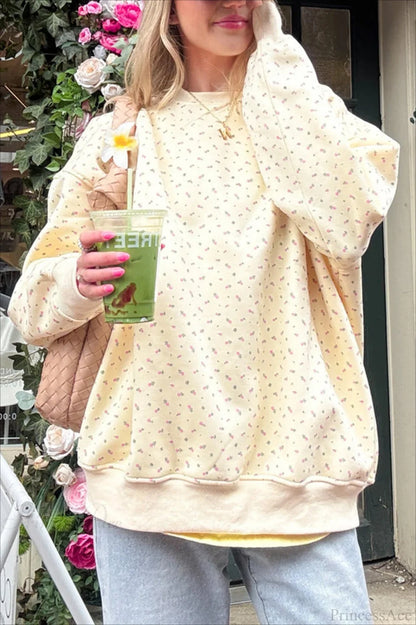 Polka Dot Cute Crew Neck Pull-On Sweatshirt
