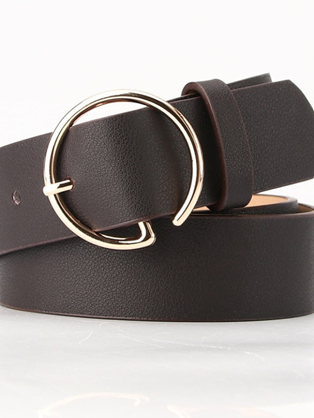 Unisex PU Buckle Belt PU Leather Prong Buckle Plain Casual Classic Party Daily Green Black Brown Navy Blue for Women