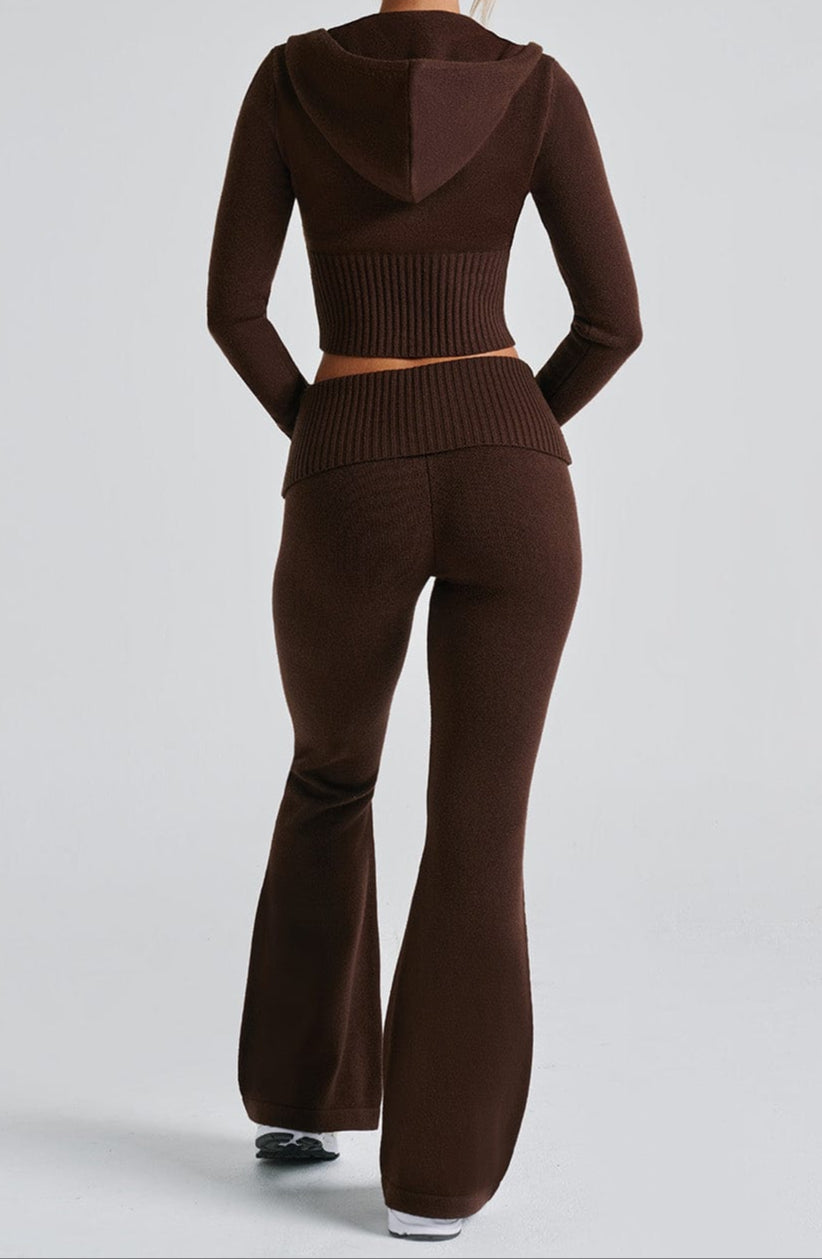 María Paula Knit Hoodie - Chocolate