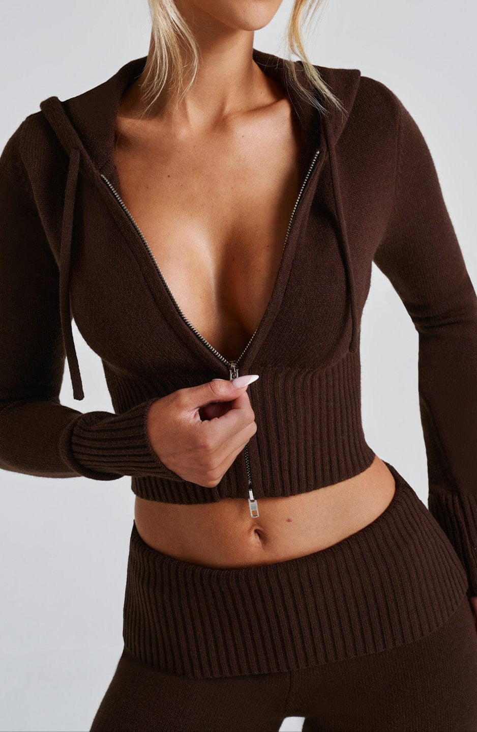 María Paula Knit Hoodie - Chocolate