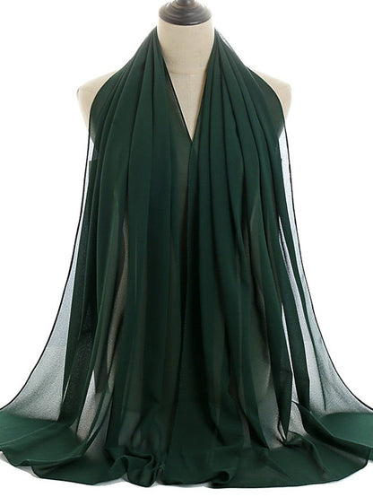 180*75cm Muslim Fashion Chiffon Hijab Scarf Women Scarves Long Shawl Islamic Hijabs Simple Head Scarf Solid Wrap Turban for Women