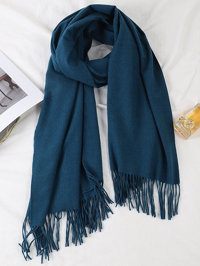 Shawls & Wraps Party Black Scarf Pure Color / Basic / Red / Fall / Winter / Polyester for Women